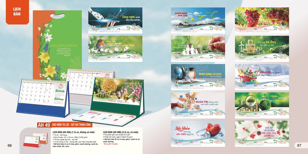 Lịch bàn chữ A AH AH45A-AH47A/AH49A-AH50A/AH52A-AH63A/AH65A-AH68A 24x16cm ngang 2027
