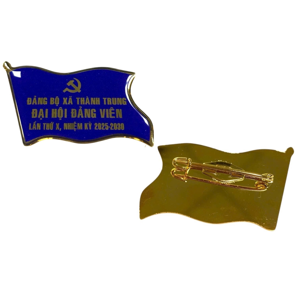 Huy hiệu cài áo inox BT59 / BT60 hàn kim 004S mạ vàng, Huy hiệu lá cờ, Huy hiệu đại biểu, Huy hiệu đại hội, Cài áo cờ Đảng