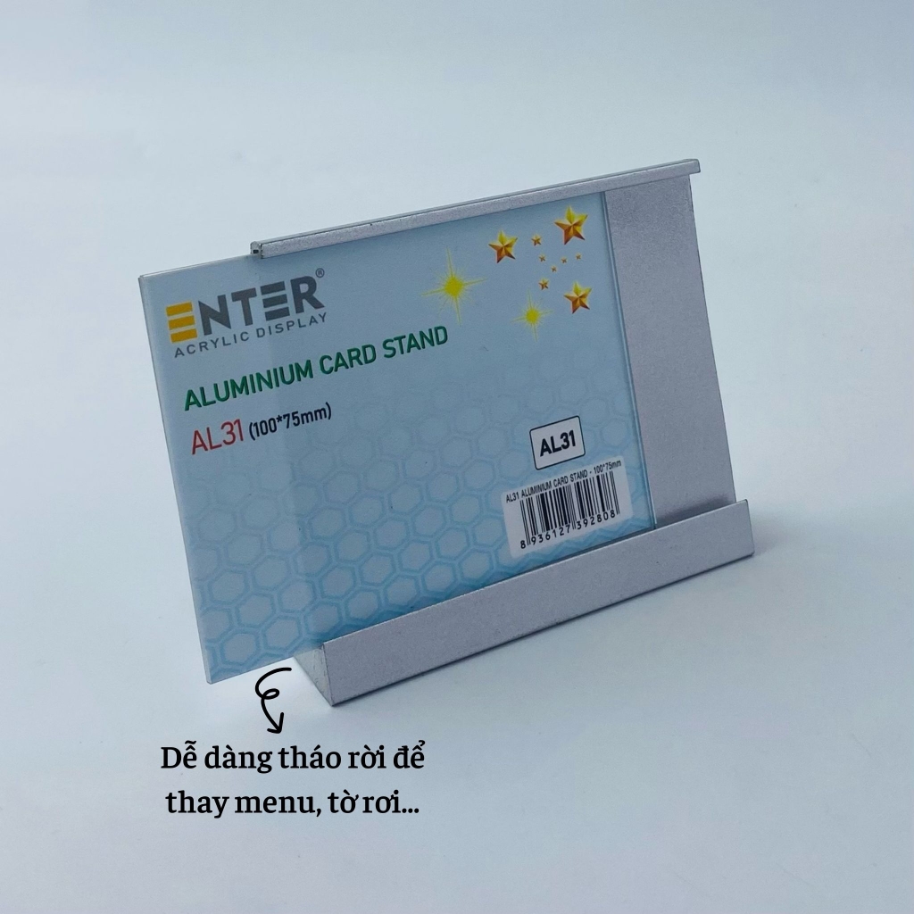 Bảng thông tin để bàn nhôm Enter AL31 100x75mm, Khung thông tin sản phẩm, Khung bảng giá, Kệ trưng bày để bàn (20)