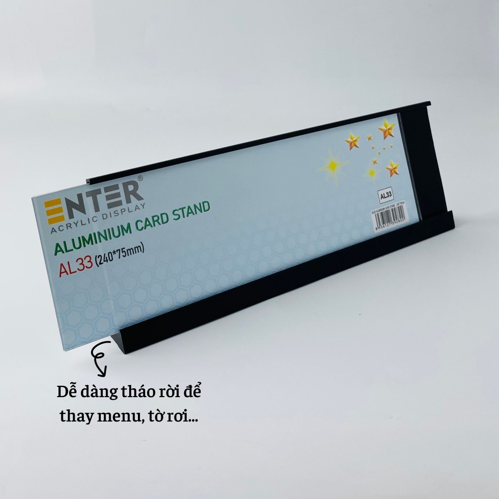 Bảng thông tin để bàn nhôm Enter AL33 240x75mm, Biển chức danh, Bảng tên để bàn, Kệ chức vụ (20)