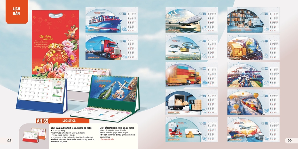 Lịch bàn chữ A AH AH45A-AH47A/AH49A-AH50A/AH52A-AH63A/AH65A-AH68A 24x16cm ngang 2027