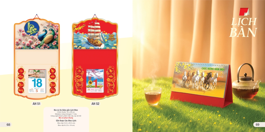 Bìa treo lịch bloc lò xo giữa AH AH50-AH51 34x60cm 2026