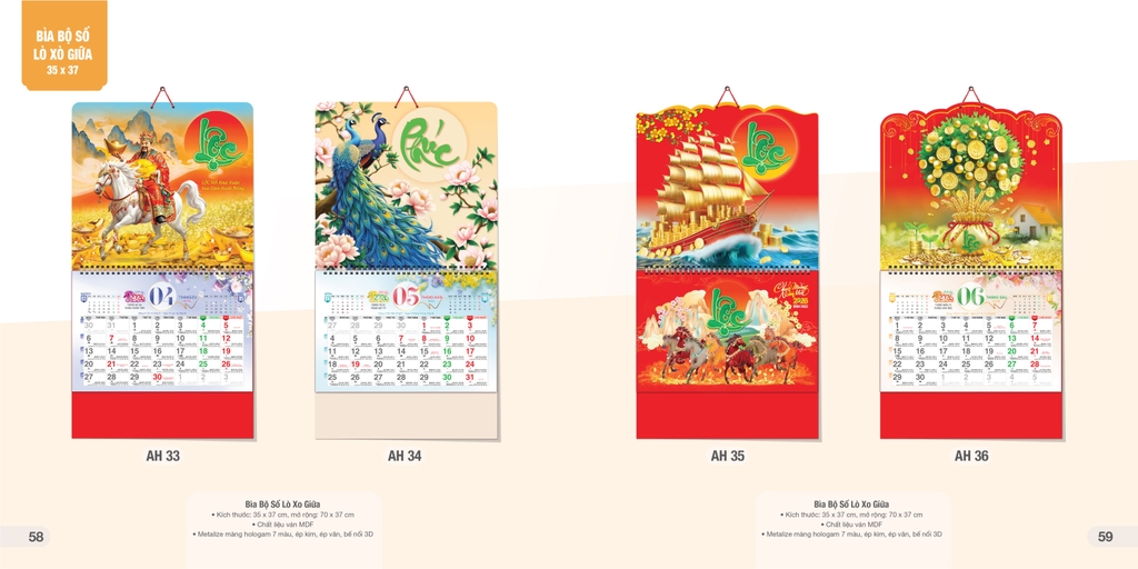 Lịch bộ số lò xo giữa AH AH29-AH36 35x37cm 2026