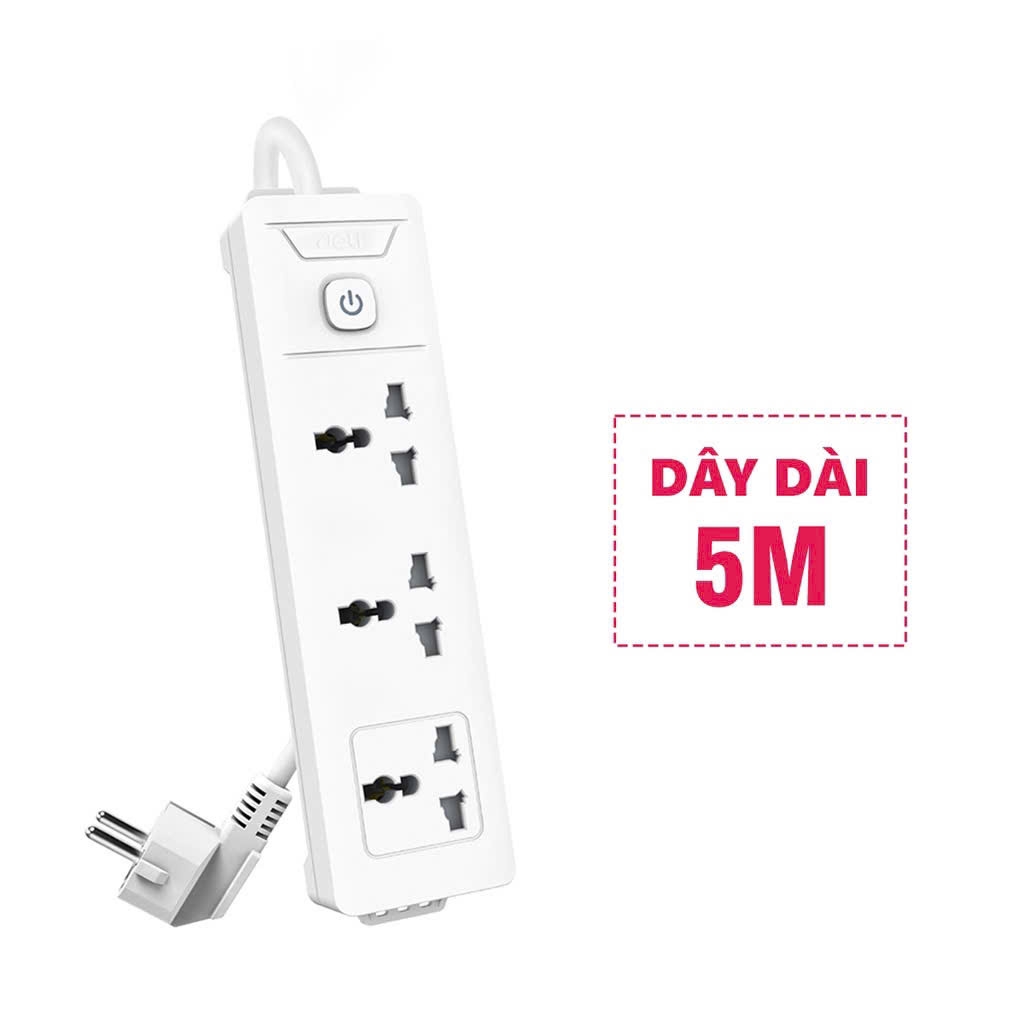 Ổ cắm điện Deli 3 lỗ
