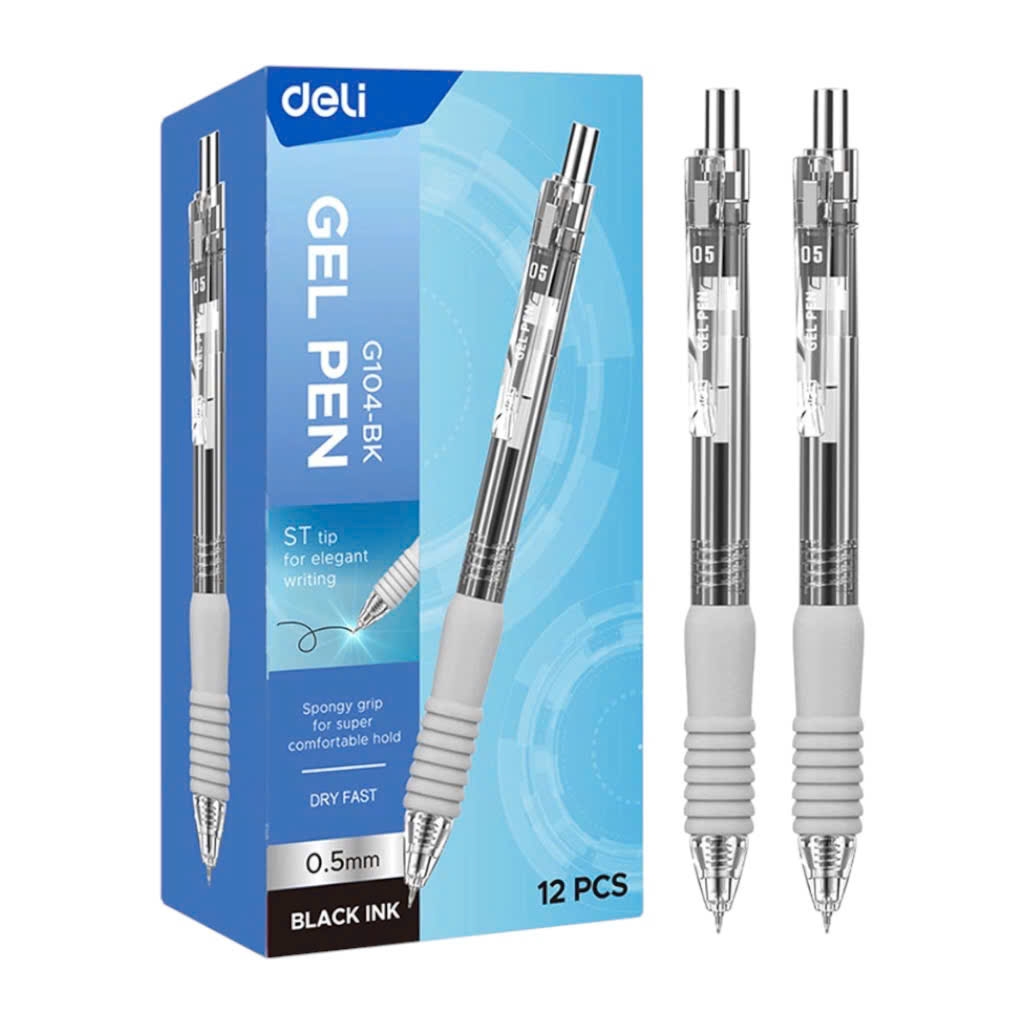 Bút gel Deli G104, Bút bi nước, Viết mực nước, Bút mực gel (12/144)