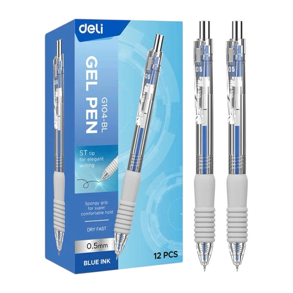 Bút gel Deli G104, Bút bi nước, Viết mực nước, Bút mực gel (12/144)