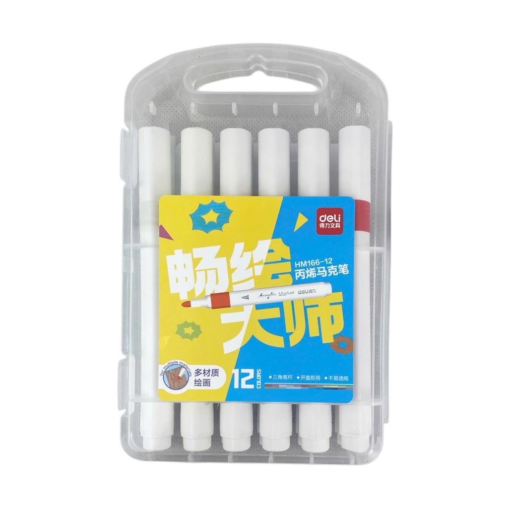 Bút lông màu Deli HM166 (12), Acrylic Marker, Văn phòng phẩm