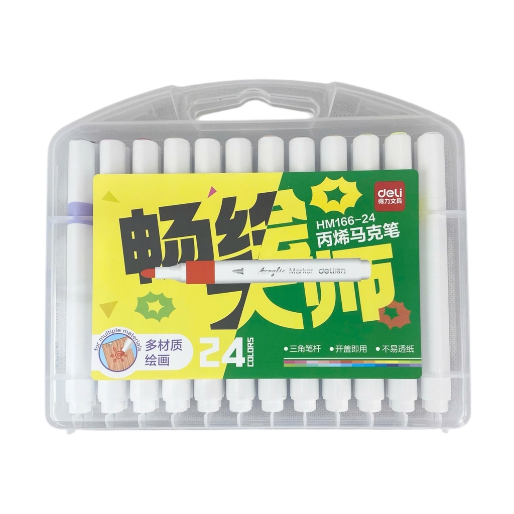 Bút lông màu Deli HM166 (12), Acrylic Marker, Văn phòng phẩm
