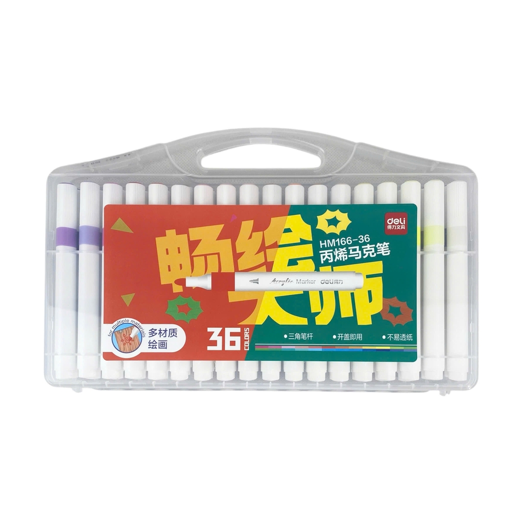 Bút lông màu Deli HM166 (12), Acrylic Marker, Văn phòng phẩm