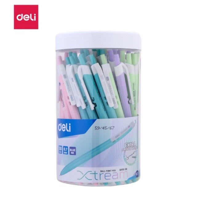 Bút bi Deli Q033 36 0.7mm xanh dương (50)