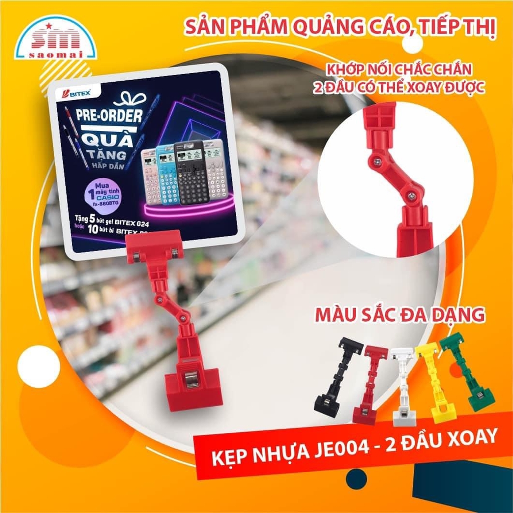 Kẹp nhựa 2 đầu xoay JE004 5.5cm