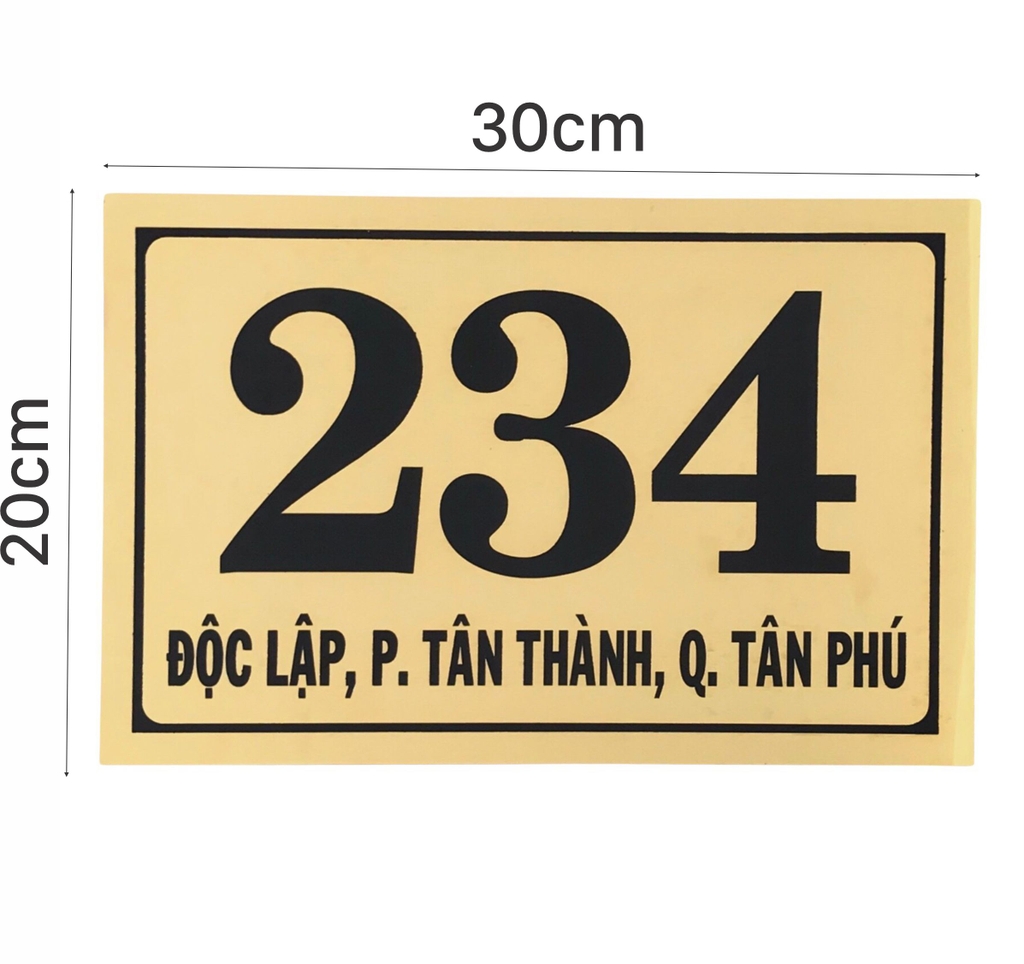 Bảng số nhà inox ăn mòn 30x20cm nền trắng bóng chữ đen