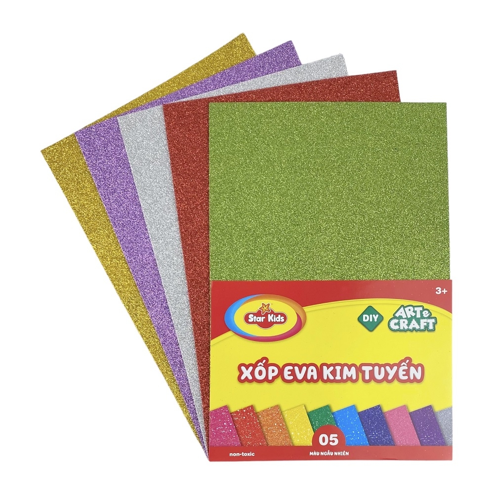 Xốp Eva kim tuyến Star Kids K-922 15x22cm 5 màu ngẫu nhiên