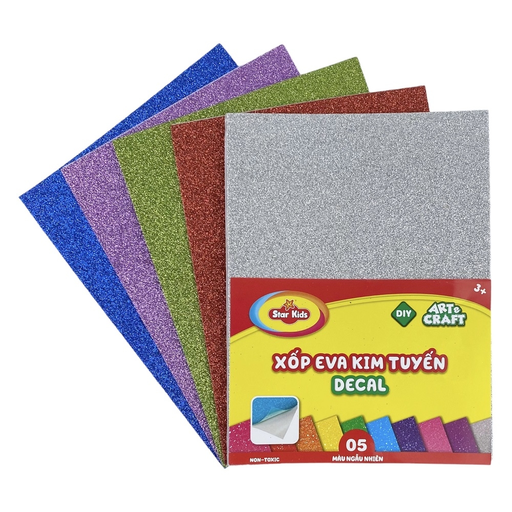 Xốp Eva kim tuyến decal Star Kids K-902 15x22cm 5 màu ngẫu nhiên