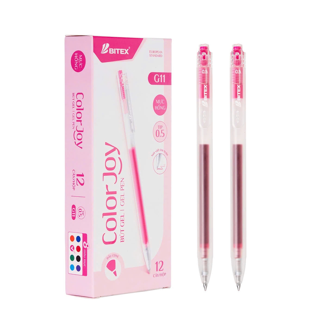 Bút gel Bitex G11 0.5mm, Bút bi nước, Viết mực nước  (12)