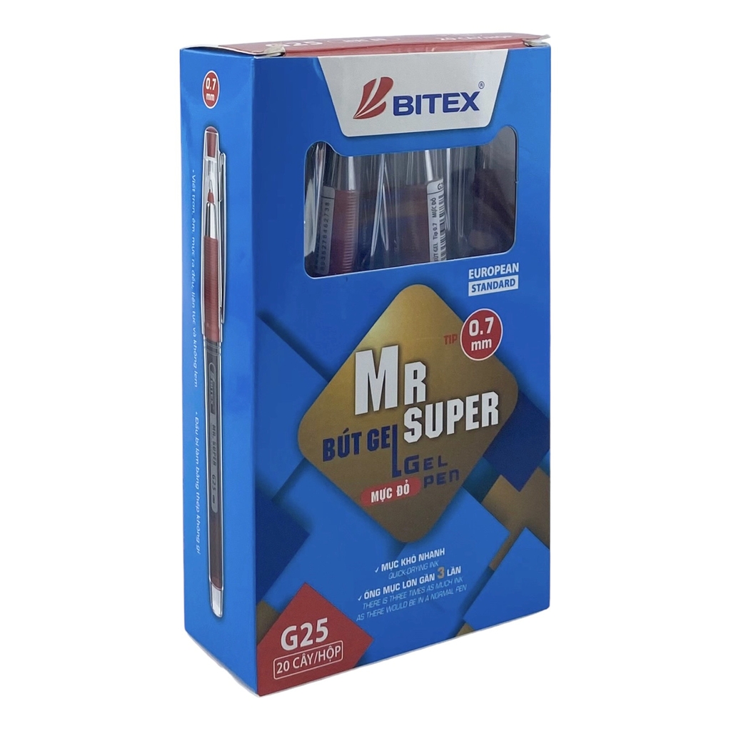 Bút gel Bitex Mr Super G25 0.7mm (20)