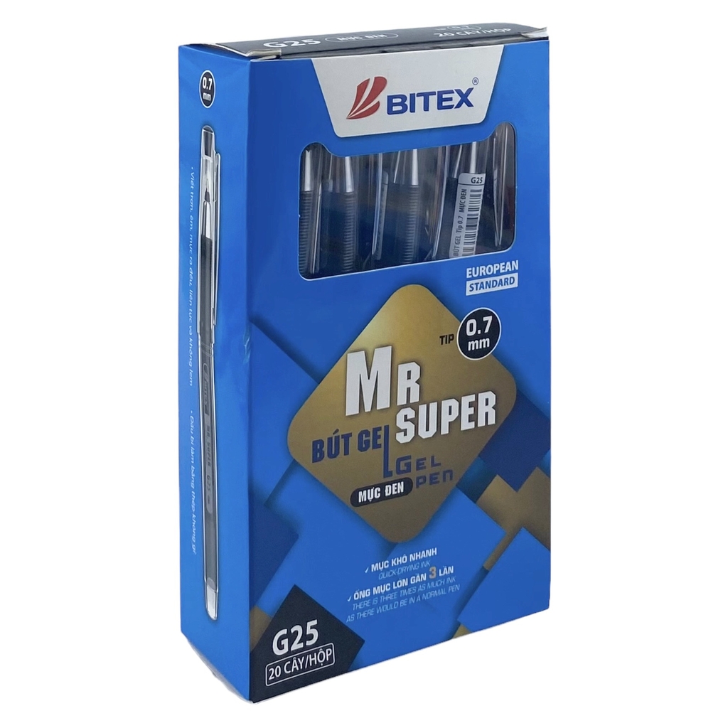 Bút gel Bitex Mr Super G25 0.7mm (20)