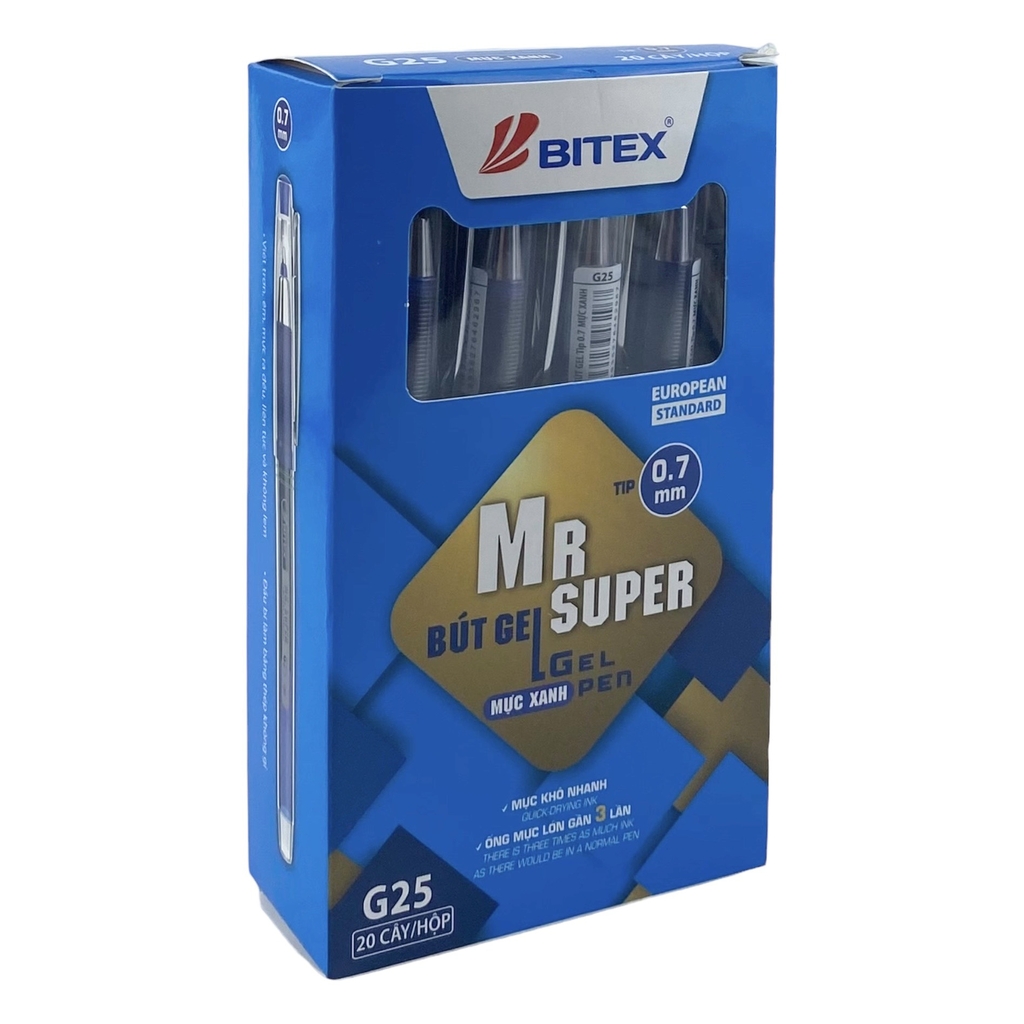 Bút gel Bitex Mr Super G25 0.7mm (20)
