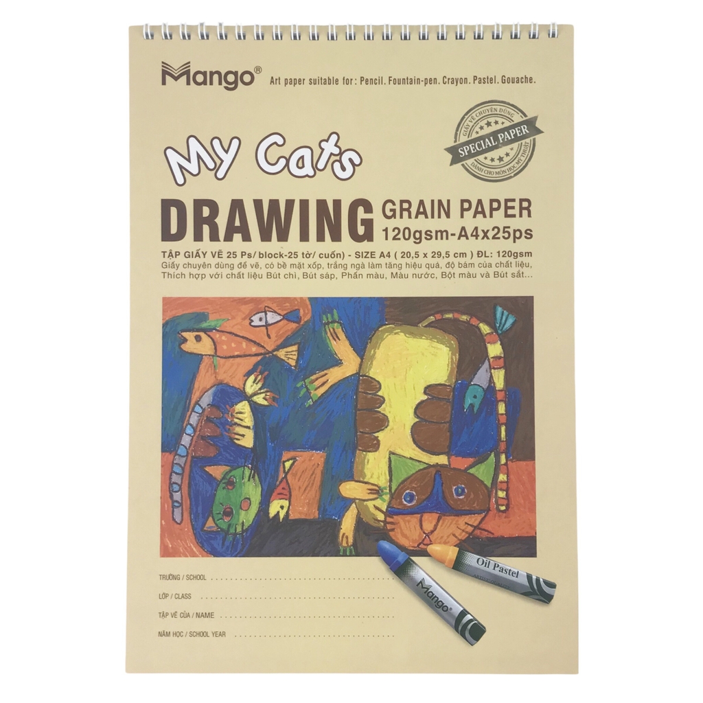 Tập vẽ lò xo Mango 20.5x29.5cm 120gsm 25 tờ A4