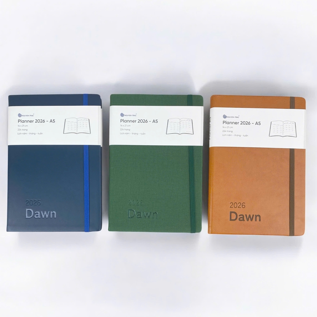 Sổ lịch Planner NT A5-25 14x21cm 224 trang, Sổ tay lịch năm 2026, Sổ kế hoạch, Sổ ghi chú theo ngày