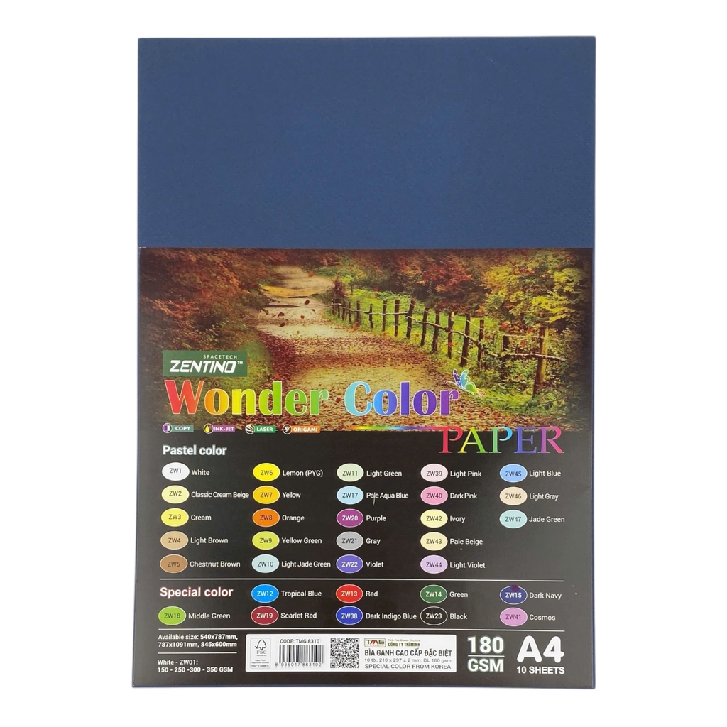 Bìa màu Zentino TMG 8310 210x297mm 180gsm 10 tờ