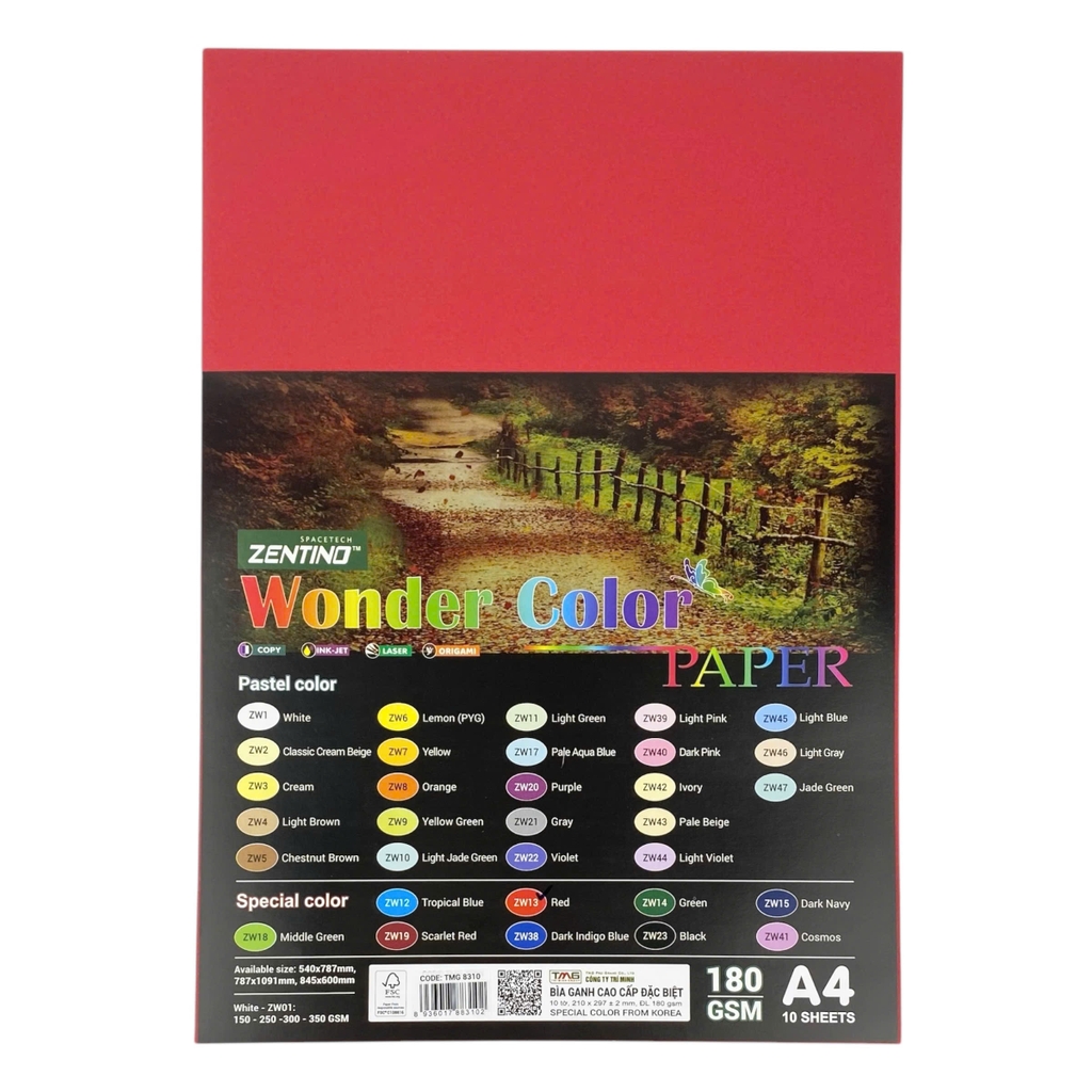 Bìa màu Zentino TMG 8310 210x297mm 180gsm 10 tờ