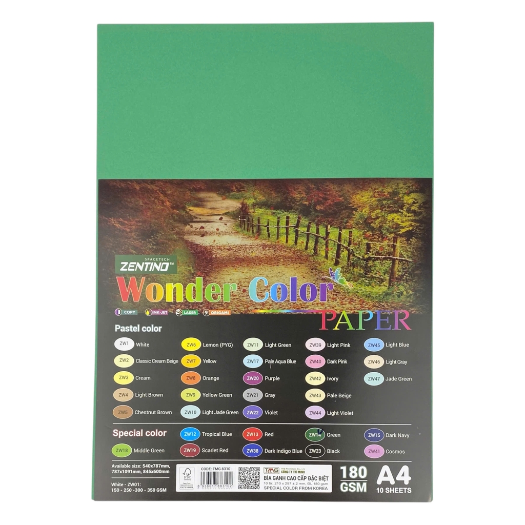Bìa màu Zentino TMG 8310 210x297mm 180gsm 10 tờ