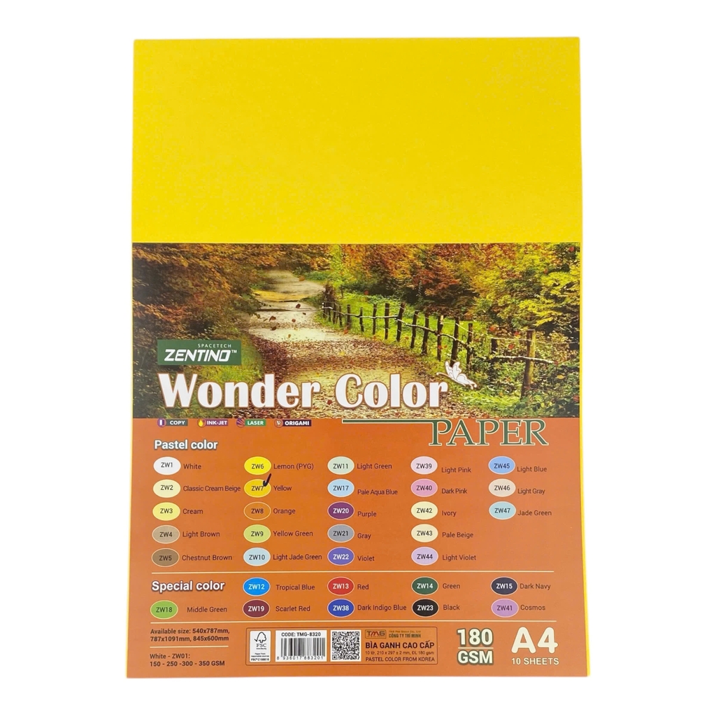 Bìa màu Zentino TMG-8320 210x297mm 180gsm 10 tờ