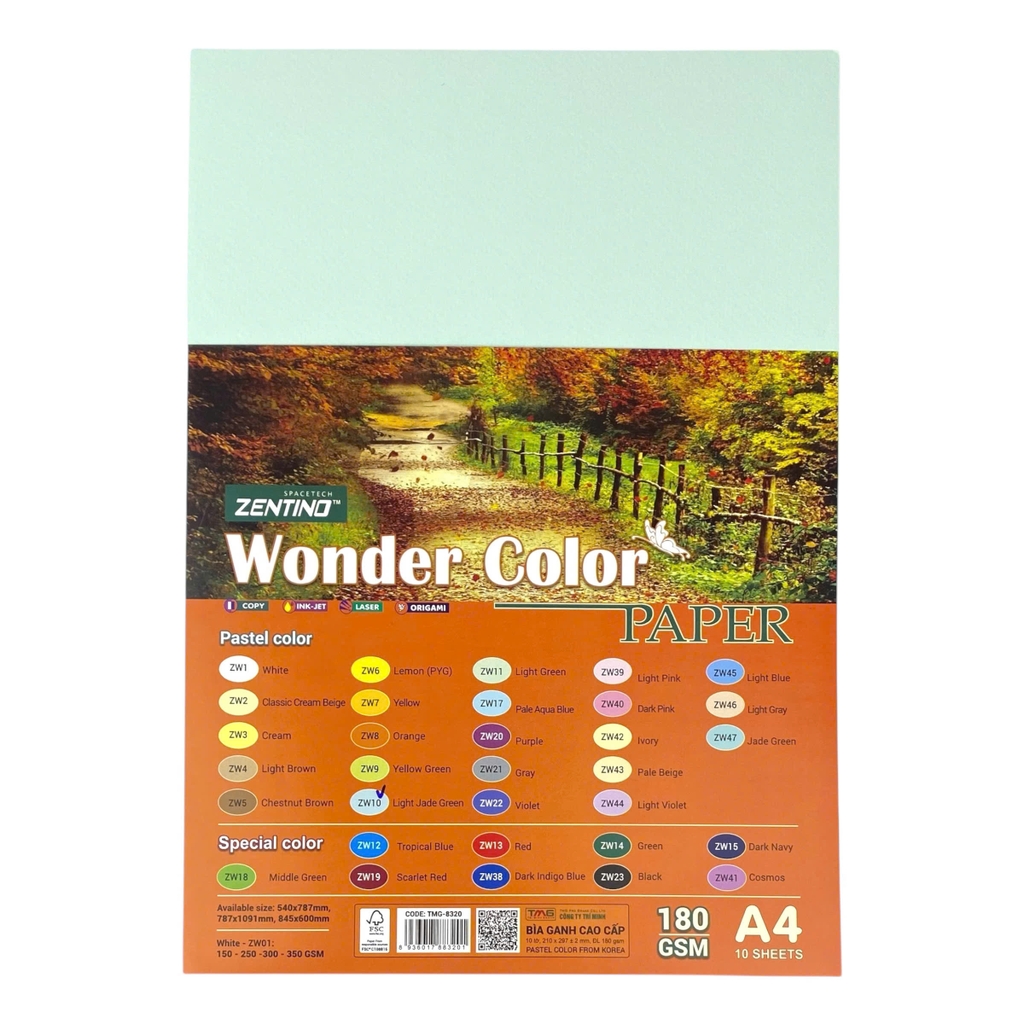 Bìa màu Zentino TMG-8320 210x297mm 180gsm 10 tờ