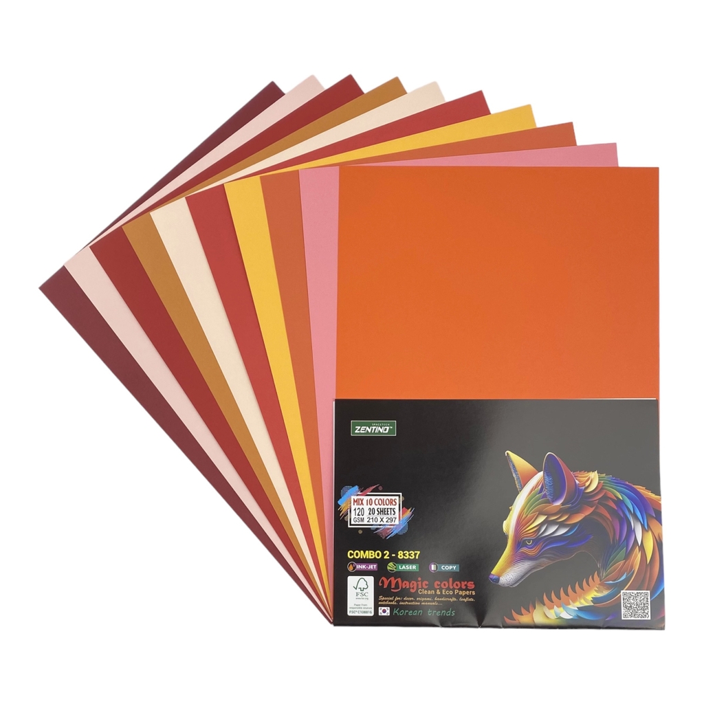 Bìa màu Zentino  210x297mm 120gsm 20 tờ