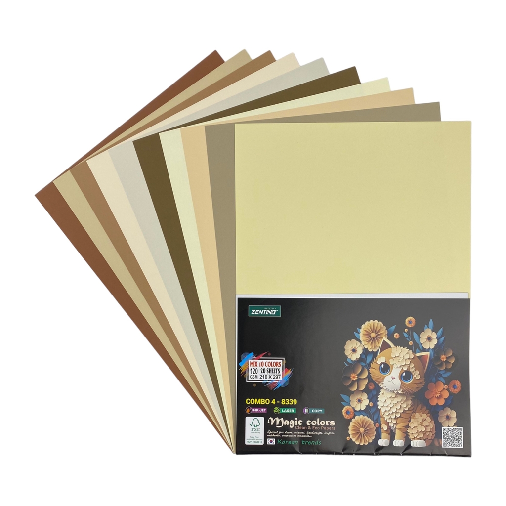 Bìa màu Zentino  210x297mm 120gsm 20 tờ