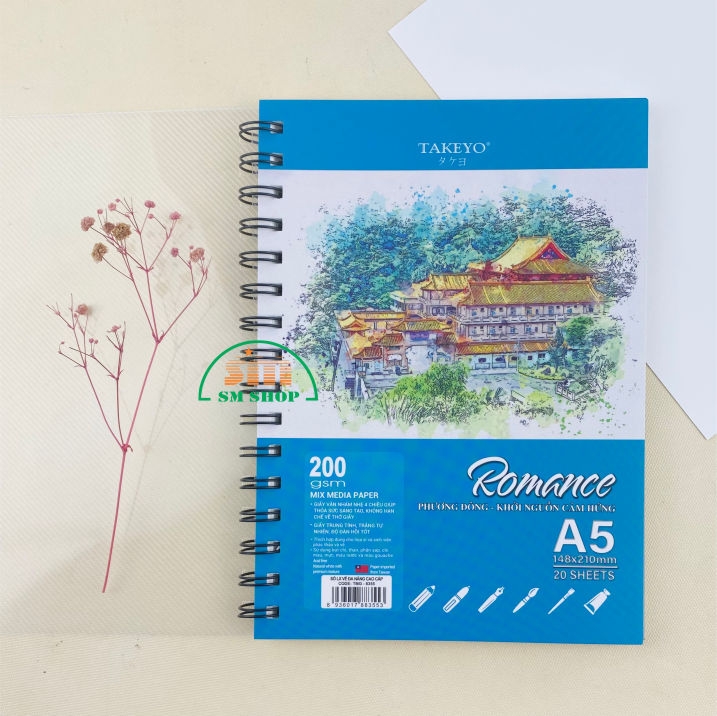 Tập vẽ lò xo Takeyo Romance TMG-8355/ TMG-8356/ TMG-8358 200gsm 20 tờ