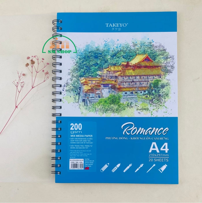 Tập vẽ lò xo Takeyo Romance TMG-8355/ TMG-8356/ TMG-8358 200gsm 20 tờ