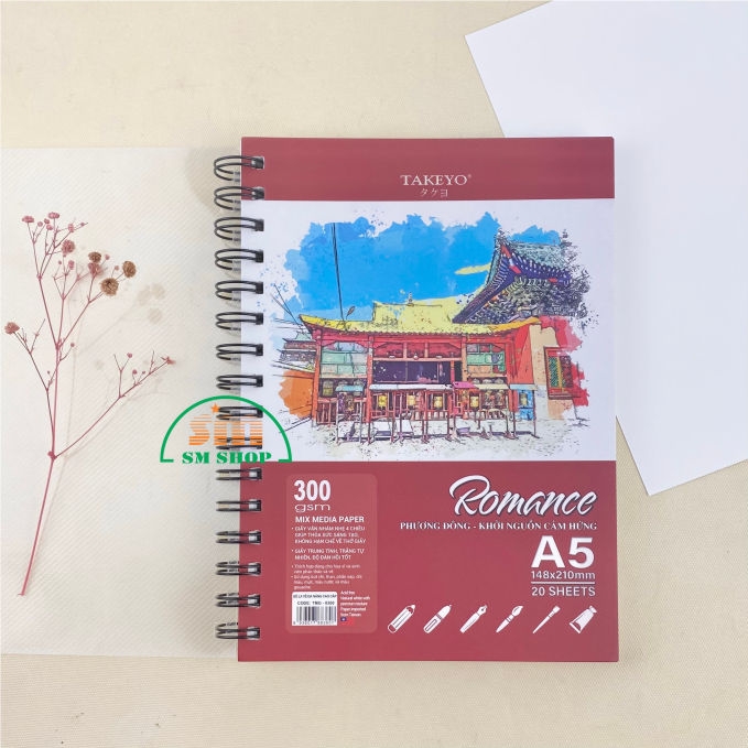 Tập vẽ lò xo Takeyo Romance TMG-8360/ TMG-8361/ TMG-8363 300gsm 20 tờ