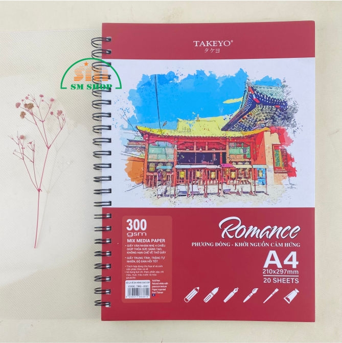 Tập vẽ lò xo Takeyo Romance TMG-8360/ TMG-8361/ TMG-8363 300gsm 20 tờ