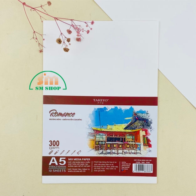 Giấy vẽ Takeyo Romance TMG-8368/ TMG-8369/ TMG-8370  300gsm 10 tờ