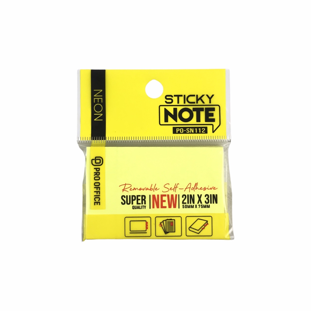 Giấy note Pro Office PO-SN112 / PO-SN113 / PO-SN114 /PO-SN115 vàng neon (12)