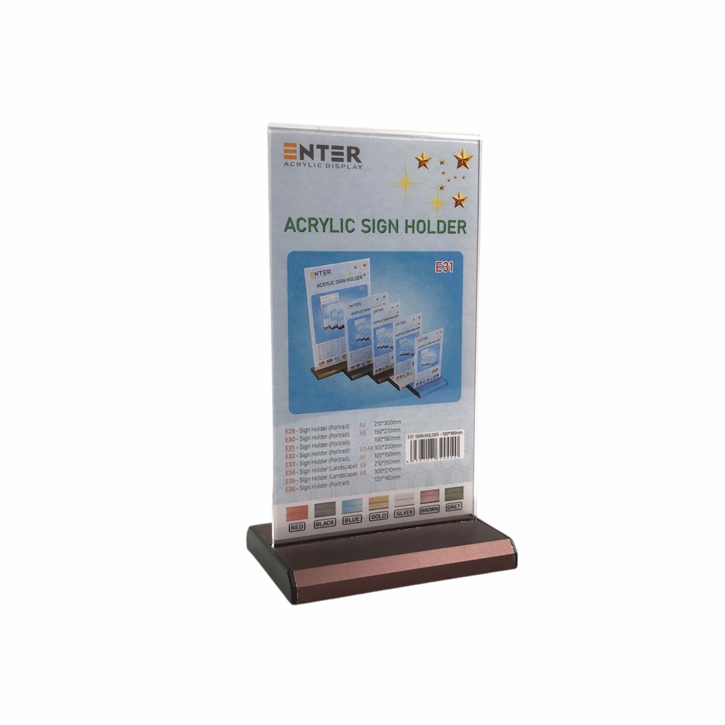 Kệ mica 2 mặt Enter E31 100x180mm đế nhôm, Kệ menu nhà hàng, Standee mica để bàn, Bảng quét mã QR Code (20)