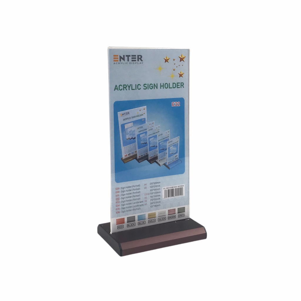 Kệ mica 2 mặt Enter E32 100x210mm đế nhôm 1/3 A4, Kệ menu nhà hàng, Standee mica để bàn, Bảng quét mã QR Code (20)