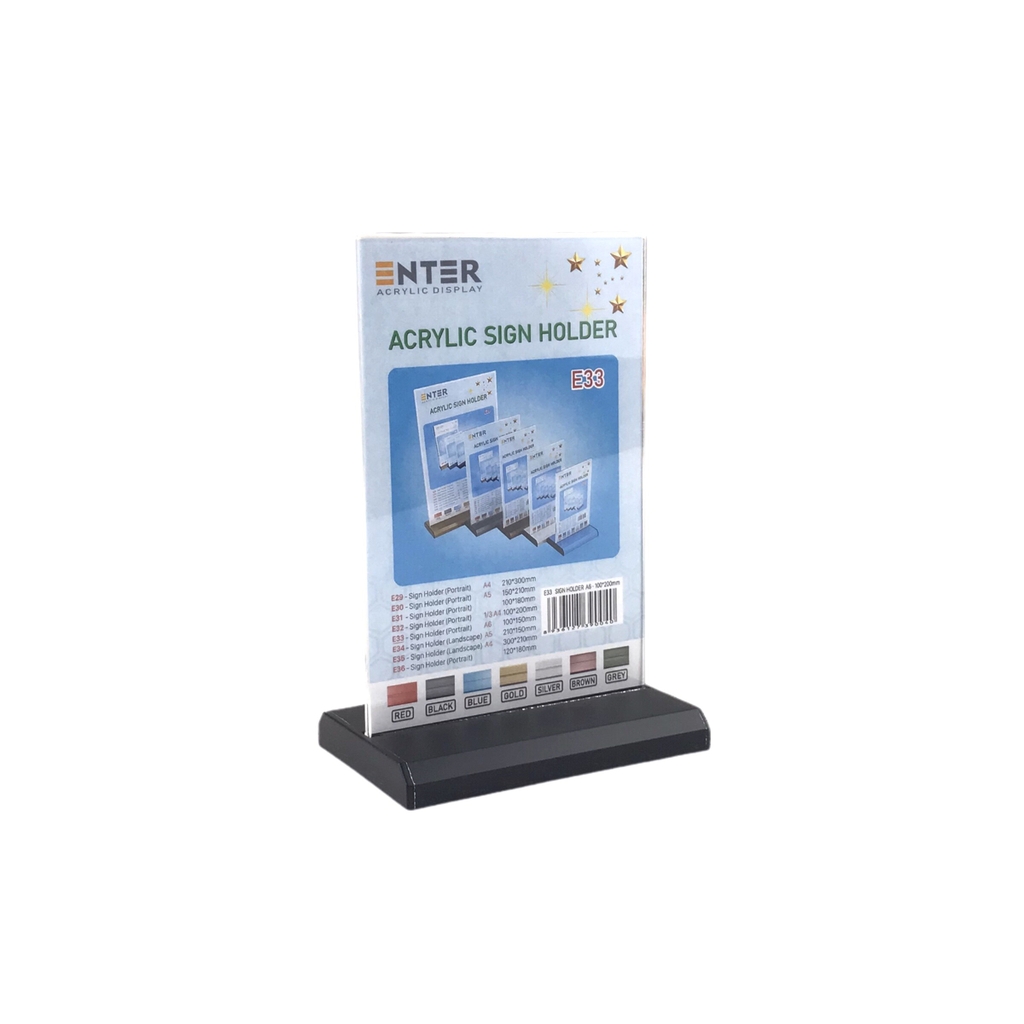 Kệ mica 2 mặt Enter E33 100x150mm đế nhôm A6, Kệ menu nhà hàng, Standee mica để bàn, Bảng quét mã QR Code (20)