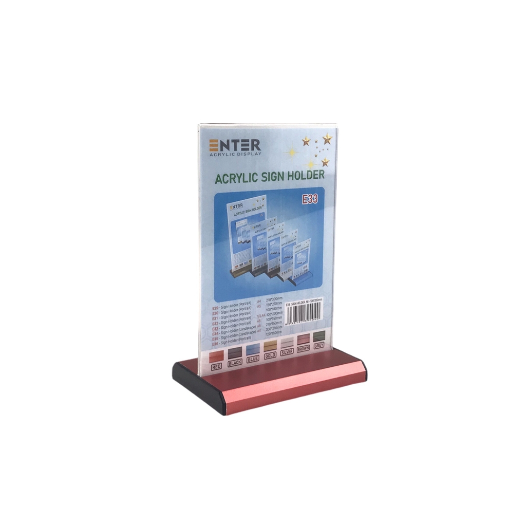 Kệ mica 2 mặt Enter E33 100x150mm đế nhôm A6, Kệ menu nhà hàng, Standee mica để bàn, Bảng quét mã QR Code (20)