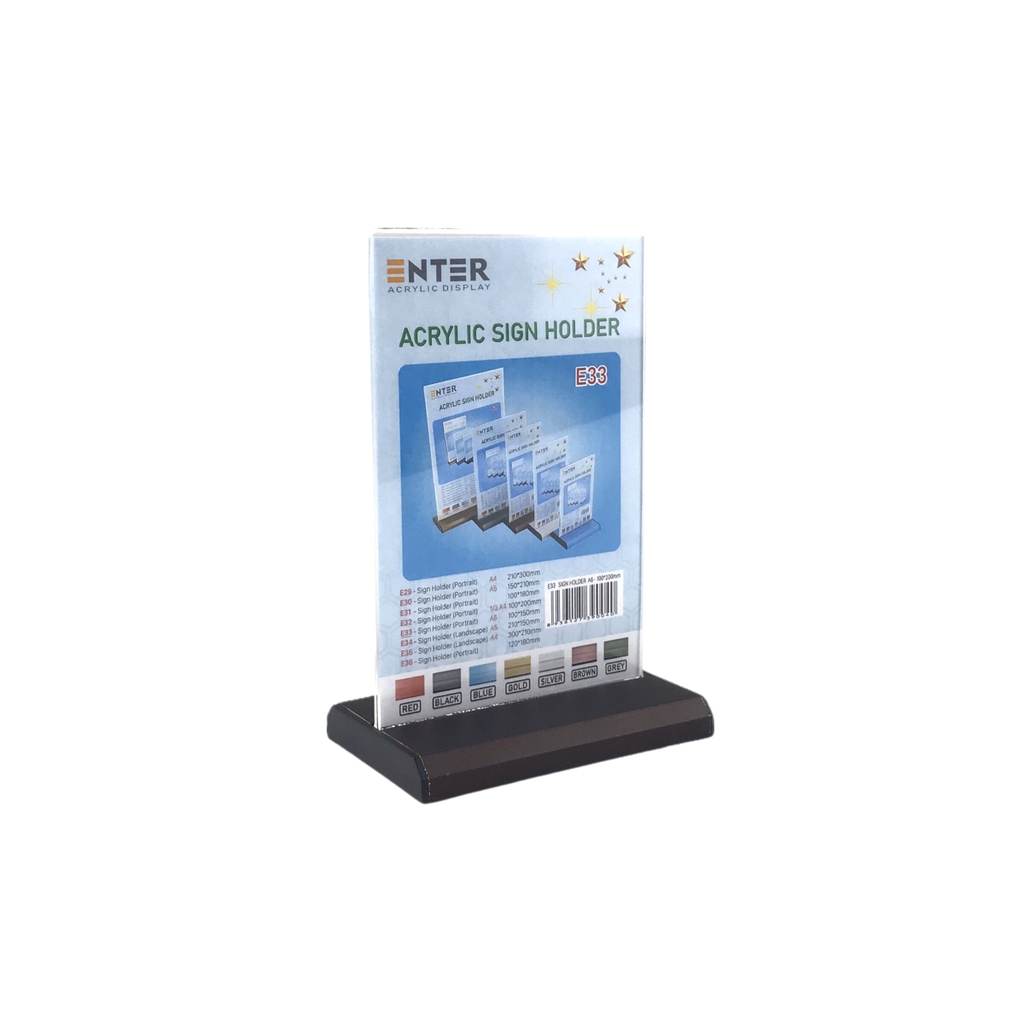 Kệ mica 2 mặt Enter E33 100x150mm đế nhôm A6, Kệ menu nhà hàng, Standee mica để bàn, Bảng quét mã QR Code (20)