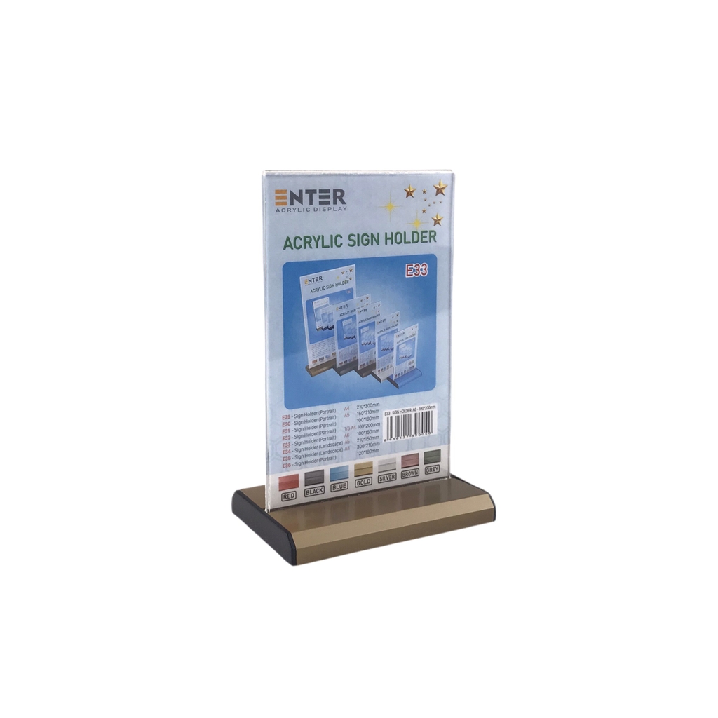 Kệ mica 2 mặt Enter E33 100x150mm đế nhôm A6, Kệ menu nhà hàng, Standee mica để bàn, Bảng quét mã QR Code (20)