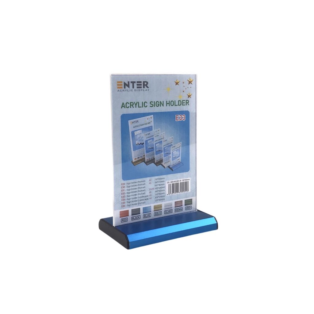 Kệ mica 2 mặt Enter E33 100x150mm đế nhôm A6, Kệ menu nhà hàng, Standee mica để bàn, Bảng quét mã QR Code (20)