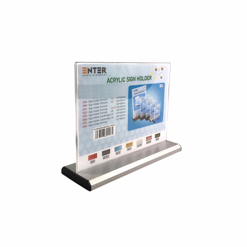 Kệ mica 2 mặt Enter E34 210x150mm đế nhôm A5 ngang, Kệ menu nhà hàng, Standee mica để bàn, Bảng quét mã QR Code (20)