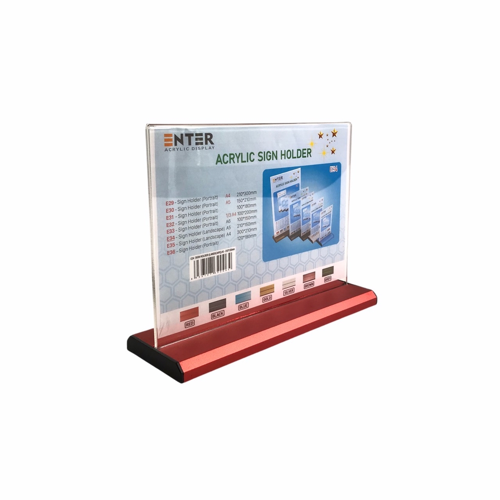 Kệ mica 2 mặt Enter E34 210x150mm đế nhôm A5 ngang, Kệ menu nhà hàng, Standee mica để bàn, Bảng quét mã QR Code (20)