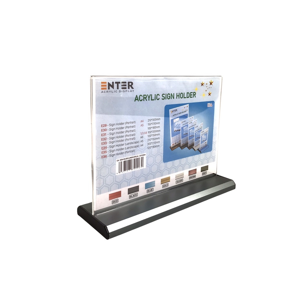 Kệ mica 2 mặt Enter E34 210x150mm đế nhôm A5 ngang, Kệ menu nhà hàng, Standee mica để bàn, Bảng quét mã QR Code (20)