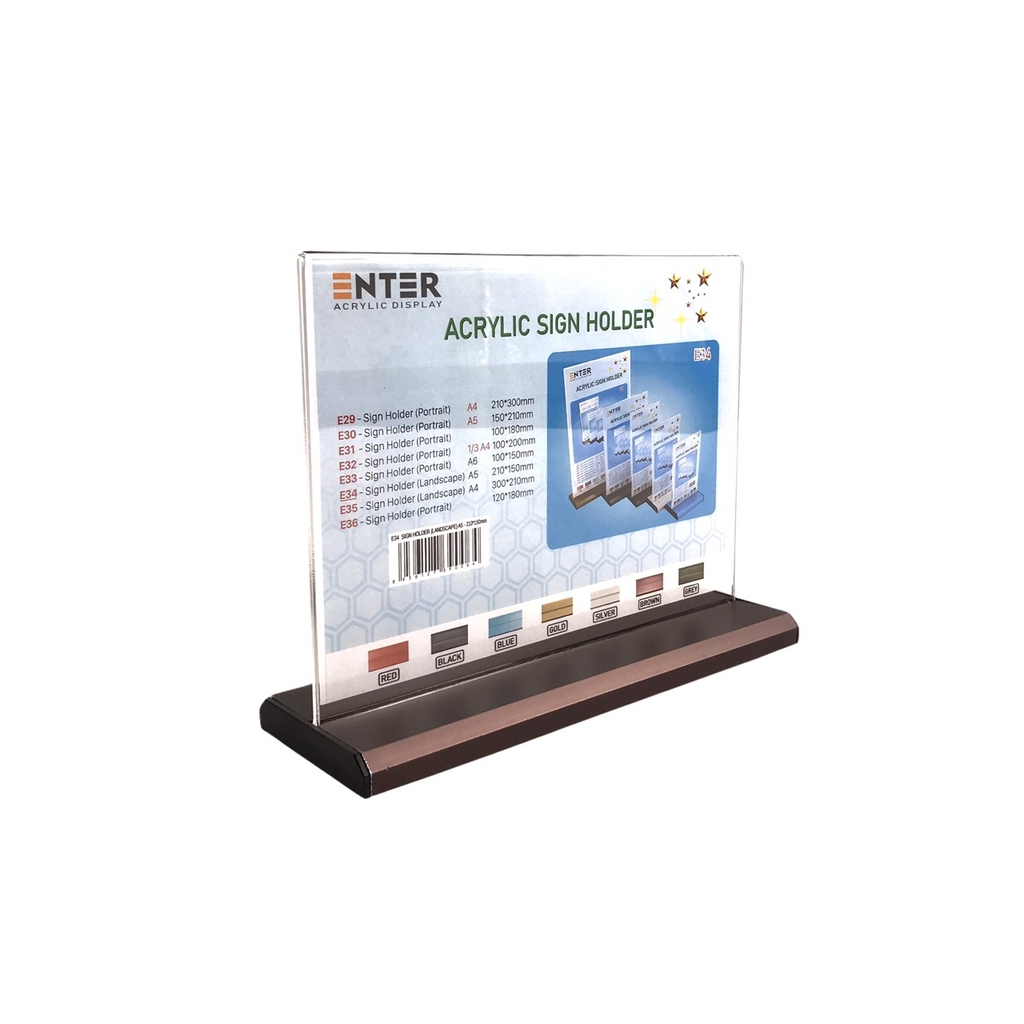 Kệ mica 2 mặt Enter E34 210x150mm đế nhôm A5 ngang, Kệ menu nhà hàng, Standee mica để bàn, Bảng quét mã QR Code (20)