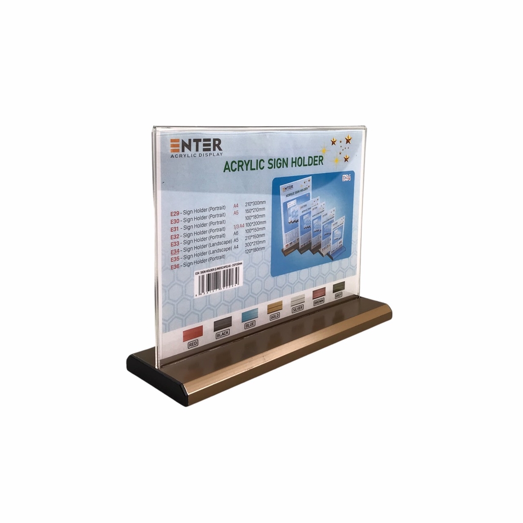 Kệ mica 2 mặt Enter E34 210x150mm đế nhôm A5 ngang, Kệ menu nhà hàng, Standee mica để bàn, Bảng quét mã QR Code (20)