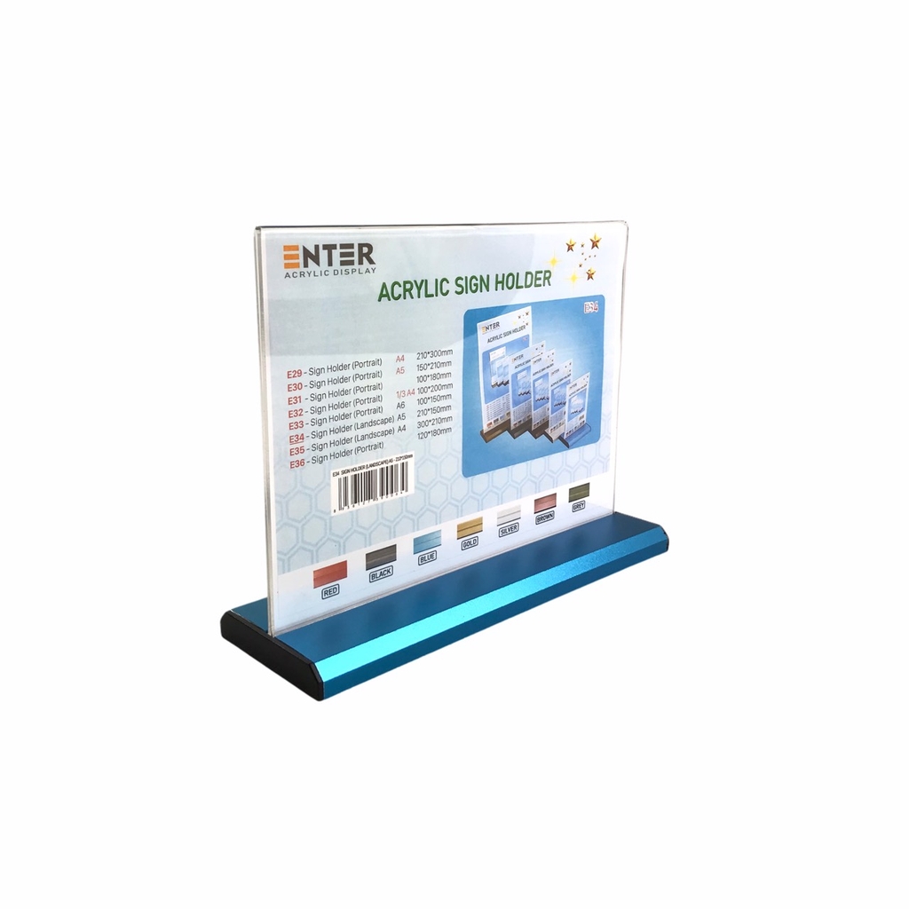Kệ mica 2 mặt Enter E34 210x150mm đế nhôm A5 ngang, Kệ menu nhà hàng, Standee mica để bàn, Bảng quét mã QR Code (20)
